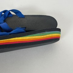 SEE CONDITION & MEASUREMENTS Vintage 70s Rainbow Stripe Beach Flip Flops Kids
