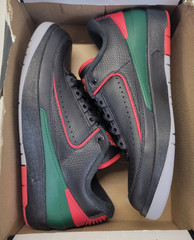 Nike Air Jordan 2 Retro Low GS „Christmas“ Black Red Green Youth Sz 6 FJ6869-006