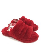 UGG Australia Kid’s Fluff Yeah Slide Slippers Shoes Ribbon Red 1098494K