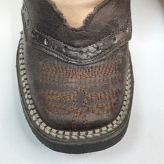 Kids White Diamonds Boots Square Toe Zipper Brown Beige Embroidered