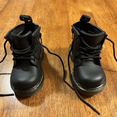 Dr. Martens 1460 Black Leather Lace Up Boots Zipper Unisex Infant Size US 5