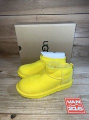 NEW SZ 4: UGG Classic Ultra Mini Yellow Wool Round Toe Pull On Boots: 1130750K