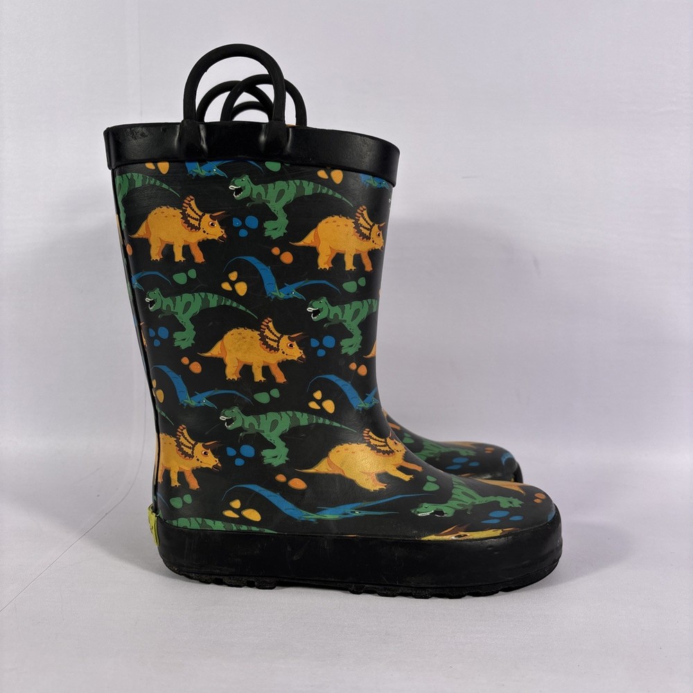 Western Chief Waterproof Rain Boot Dino World Kids Size 11 Easy Pull On Handles