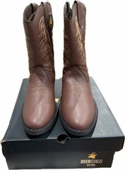 NIB Deer Stags Youth Ranch Pull on Western Cowboy Boot Dark Brown Size 2 M