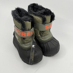 SOREL Snow Commander Toddler Boot Olive green & orange Size 6 w/ Box