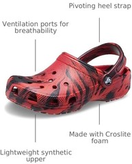 Crocs Red Black Size 4 K Synthetic Clog Sandals Slip On, Ankle Strap, Breathable