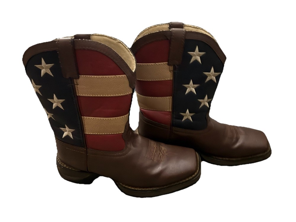 Durango BT245 Kids Western Patriotic Leather Boots Stars Striped US 5M