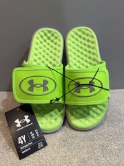 Fluorescent Yellow Youth Size 4Y Under Armour Adjustable Slides (G Ignite Pro8)