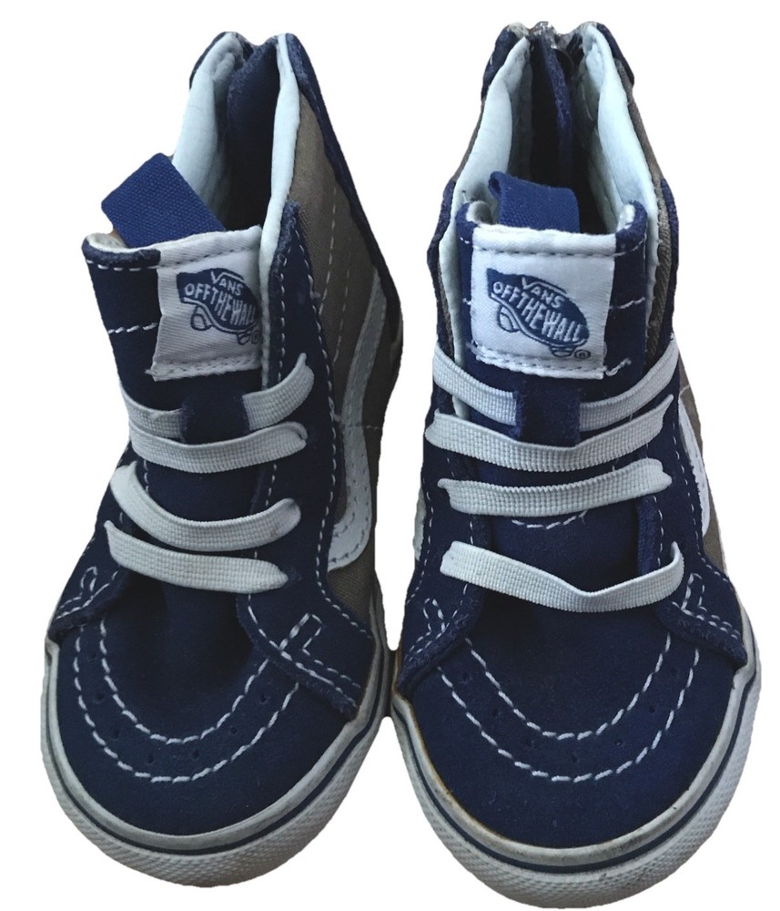 Vans Back Zip Up Blue/Fade Gray/White Casual Sneakers Infant Toddler Size 5.0