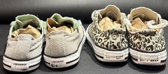 Lot of 2 Youth Shoes Converse All Star Chuck Taylor Size 11 & 12 Gray & Leopard