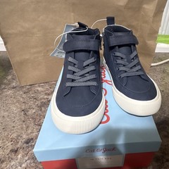 Cat & Jack Dylan Mid Top Sneakers Hook & Loop Strap Blue/Gray/White US 13