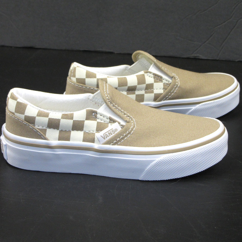 Vans Youth Size 11 Checkerboard Tan and White Kids Slip Ons New without Box