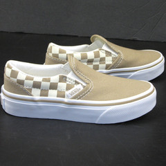 Vans Youth Size 11 Checkerboard Tan and White Kids Slip Ons New without Box