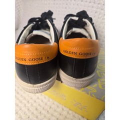 Golden Goose May Black White Orange Leather Star Sneakers Made in Italy Size 32