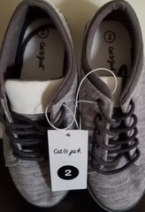 Cat & Jack™ ~ Youth Size 2 ~ Light Gray ~ Walter ~ Lace Up Casual Shoes/Sneakers