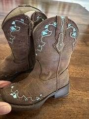 Toddler Roper Brown & Turquoise Boots Hearts & Rhinestones Size 5 NWOB SO CUTE