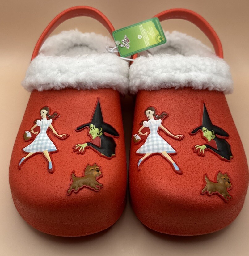 Wizard Of Oz Slip On Red Clogs Dorthy Toto & Wicked Witch Size Kids 13-1