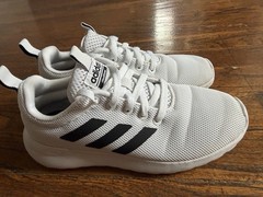 Adidas Cloudfoam Pure 2.0 Running Shoes Size 1 White Black 3 Stripe J17