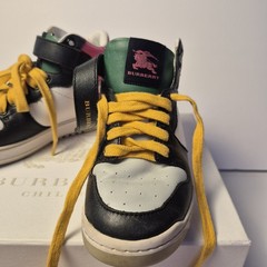 BURBERRY Kids Authentic Preloved Black Pink and Yellow Sneakers US 11.5 EU 29