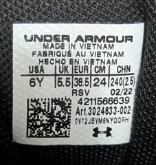 Under Armour Unisex Charged Assert 9 Black Sneakers Running Size 6Y