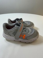 Under Armour Kids Gray Sneakers with Orange Logo Accent