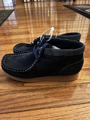 Clarks Kids Wallabee Boot Older Navy Combination Size 3 NEW
