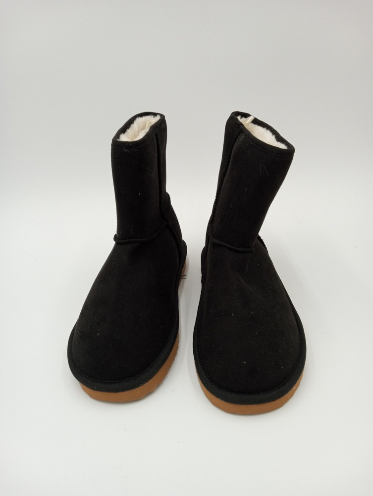 Old Navy Shearling Style Boots Youth Size 2Y Black Faux Suede Fur Lined Cozy