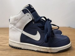 NIKE Dunks Leather Shoes Size 6 Youth Vintage -2006 308319-411 Navy/White