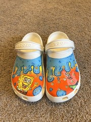 Crocs SpongeBob & Patrick White Clog Sandals Size 8 Cartoon Slip On