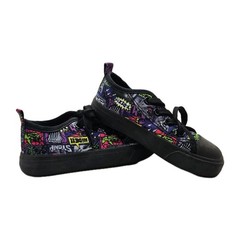 Natural Steps Toddler 7.5 Comic Graffiti Print Skate Sneakers Black Neon Shoes