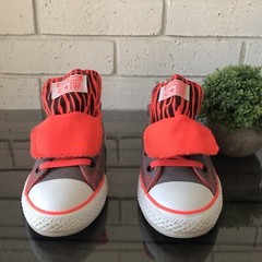 Converse Double Tongue Grey Orange Animal Print Junior Size 3