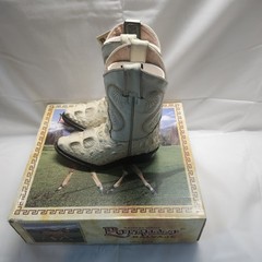Potrillo Salvaje Kids Western Boots Bone Hueso Caiman Style NEW Box