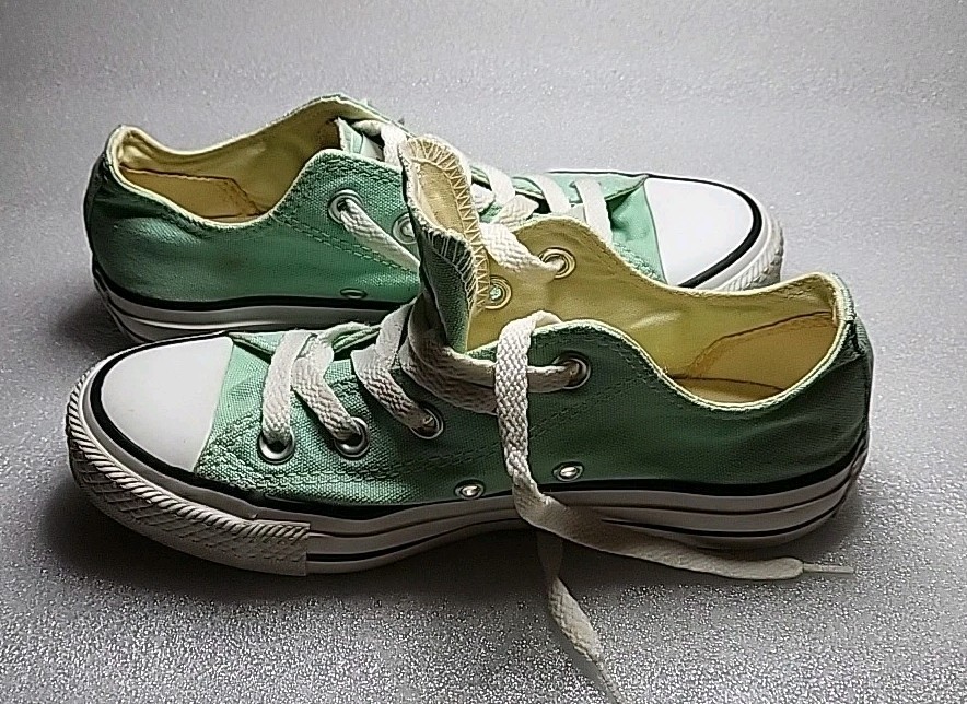 Converse All Stars Canvas Junior Turquoise Lace Up Tennis Shoes Size 5