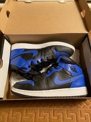 AIR JORDAN 1 Black & Hyper Royal Mid (GS) ~ Youth Size 6.5Y or Women’s Size 8