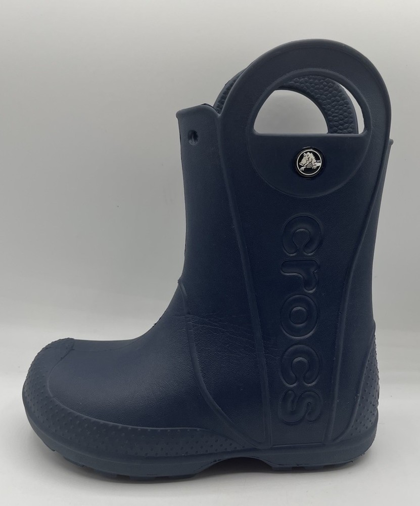 Crocs Youth Size C 12 Handle It Rain Boots Navy Pull On 12803 Youth Waterproof