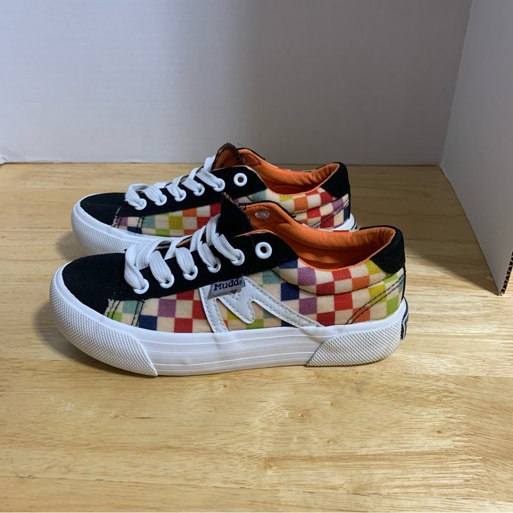 VTG Mudd Checker Pattern Sneakers Multicolored Childers Size 3 Racing