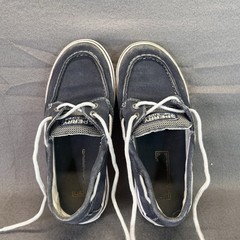 Sperry Halyard Top Sider Navy Blue Canvas Loafer Boat Shoes Size 13.5 Youth Kids