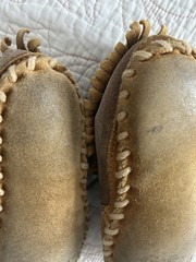 LL BEAN Suede Shearling Lined Good Moc Slippers Shoes Kids Unknown Sz 7.5” F11*