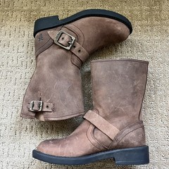 FRYE Brown Leather Engineer Pullon Buckle Boots Boy/Girl Size 12 NWOT round toe