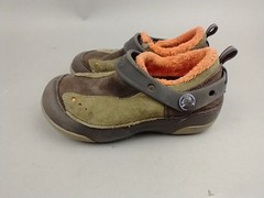 Crocs Dawson C 11 Fleece Lined Clogs Brown Suede Slip On Warm Shoe Unisex Kids