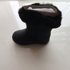 Colloky Unisex Kids Black Faux Fur Bootie US 10 EU 27 Ankle Winter Flat