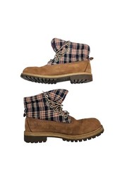 Timberland Junior Norse Flannel Roll Top Brown Utility Boots Size 6 Youth