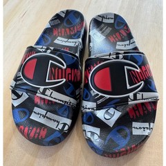 Champion Kids Repeat Logo Slide Sandals Red White Blue Size 1Y Sporty Steetwear