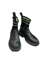 MSGM Kids Leather Knit Logo Elastic Sock Boot Bootie Lug Sole 69169 34 US 3
