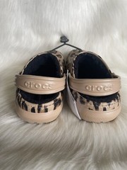 NEW Crocs Size J 2 Kids Classic Lined Out of This World Clog Leopard Gold