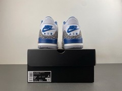 Nike Air Jordan 3 Retro Kids 9.5 White/Blue Elephant Print Leather Low Top
