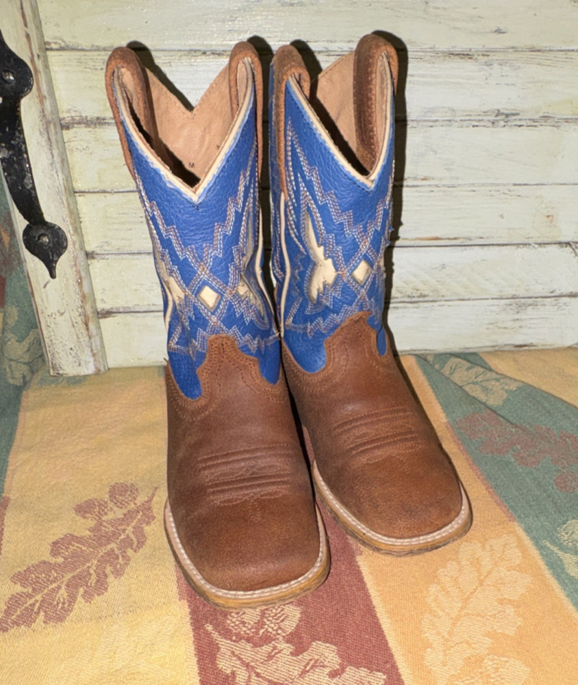 Ariat Relentless Western Equestrian Boots Brown Blue US 8.5 Men Style 10023075