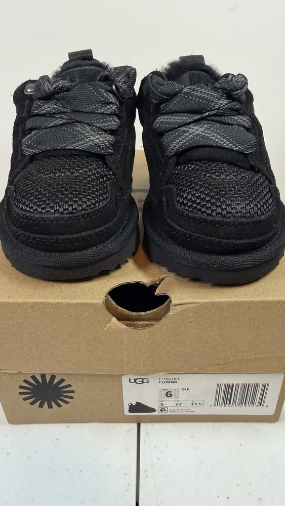UGG Toddlers Lowmel Sneakers Black Suede Size 6US NEW In Box
