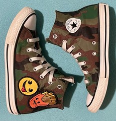 Converse / Size 4 / Chuck Taylor / Green Camouflage/Fast Food / Shoes / 662991F