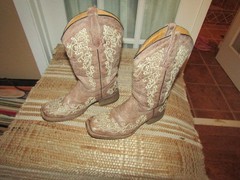Corral Teens A2980 Western Light Brown Leather Square Toe Boots Youth size 3.5